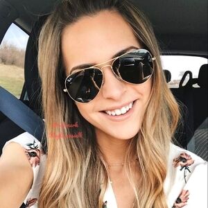 RayBan Aviator Black Lenses RB3025 Gold Frame New